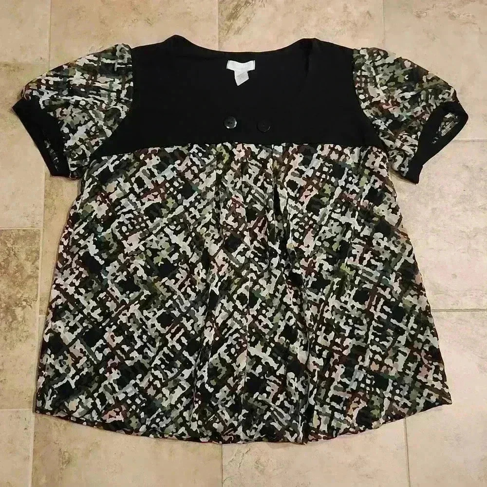 Dress Barn Bubble Hem Short Sleeve Top
